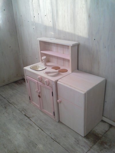 画像3: ままごと　冷蔵庫 【ピンク×オスモホワイト】　セミオーダー品