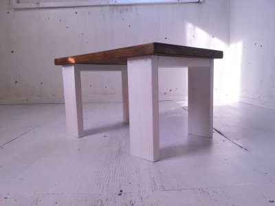 画像1: 無垢ヒノキで造る　ローテーブル・コーヒーテーブル　【ステインオーク×ミルキーホワイト】　セミオーダー品　 