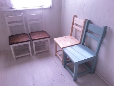 画像3: 無垢ヒノキで造る　チェア　椅子　イス　【アンティークブルー】　W400　セミオーダー品