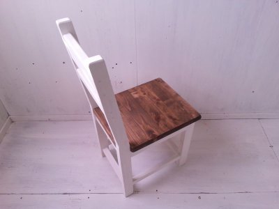 画像2: 無垢ヒノキで造る　チェア　椅子　イス　【オスモウォルナット×ミルキーホワイト】　セミオーダー品