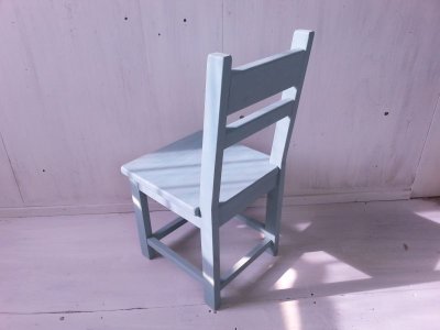 画像1: 無垢ヒノキで造る　チェア　椅子　イス　【アンティークブルー】　W400　セミオーダー品
