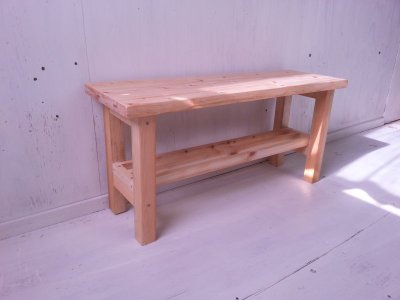 画像3: 無垢ヒノキで造る　棚付　ローテーブル・コーヒーテーブル　【無塗装】　セミオーダー品