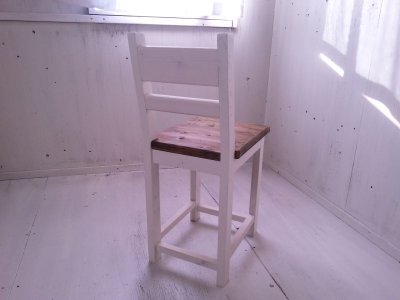 画像3: 無垢ヒノキで造る　チェア　椅子　イス　h500 【ステインオーク×ミルキーホワイト】　セミオーダー品