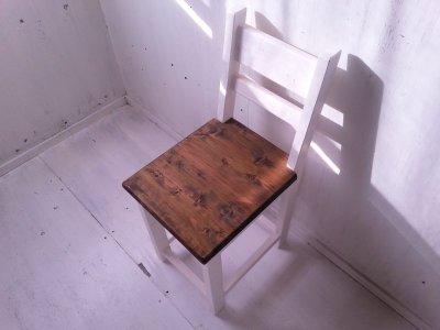 画像2: 無垢ヒノキで造る　チェア　椅子　イス　h500 【ステインオーク×ミルキーホワイト】　セミオーダー品