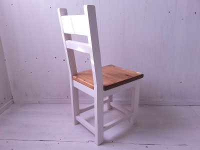 画像1: 無垢ヒノキで造る　チェア　椅子　イス　【オスモオーク×ミルキーホワイト】　セミオーダー品