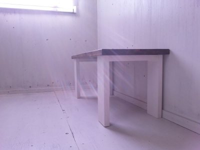 画像2: 無垢ヒノキで造る　ローテーブル・コーヒーテーブル　【ステインオーク×ミルキーホワイト】　セミオーダー品　 
