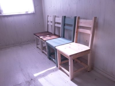 画像3: 無垢ヒノキで造る　チェア　椅子　イス　【無塗装】　W400　セミオーダー品