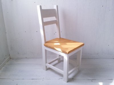 画像3: 無垢ヒノキで造る　チェア　椅子　イス　【きつね色×ミルキーホワイト】　セミオーダー品