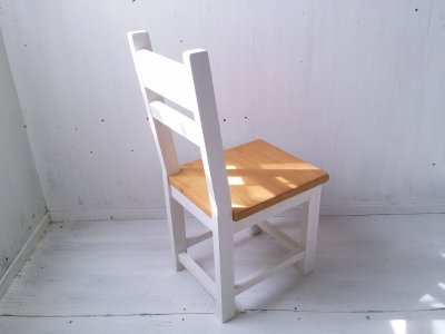 画像1: 無垢ヒノキで造る　チェア　椅子　イス　【きつね色×ミルキーホワイト】　セミオーダー品