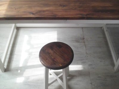 画像2: 無垢ヒノキで造る　テーブル　【ステインオーク×ミルキーホワイト】　フルオーダー品　