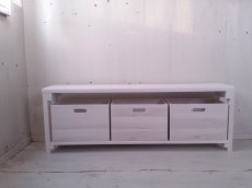 画像2: 無垢ヒノキで造る　ベンチ　ロングスツール　飾り棚　ボックス付き　【ホワイト】 セミオーダー品 (2)