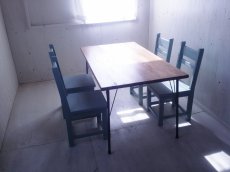 画像5: 無垢ヒノキで造る　チェア　椅子　イス　×４　【アンティークブルー】　W400　セミオーダー品 (5)