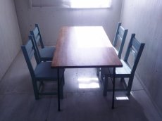 画像4: 無垢ヒノキで造る　チェア　椅子　イス　×４　【アンティークブルー】　W400　セミオーダー品 (4)