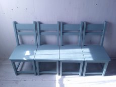 画像2: 無垢ヒノキで造る　チェア　椅子　イス　×４　【アンティークブルー】　W400　セミオーダー品 (2)