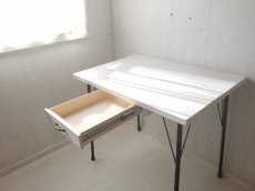 画像3: 無垢ヒノキで造る家具　アンティーク風　パソコンデスク　鉄脚　アイアン脚　天板 h75ｃｍ w85ｃｍ d60cm　【ホワイト】　引き出し付き　セミオーダー品  (3)