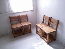 画像2: 無垢ヒノキで造る　棚付き　チェア　椅子　イス　　 (2)