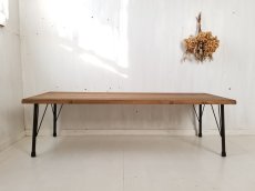 画像2: 無垢ヒノキで造る家具　アイアン脚ベンチスツール　鉄脚ベンチチェア　h400 w1400 d500 【オスモウォルナット】セミオーダー品 (2)