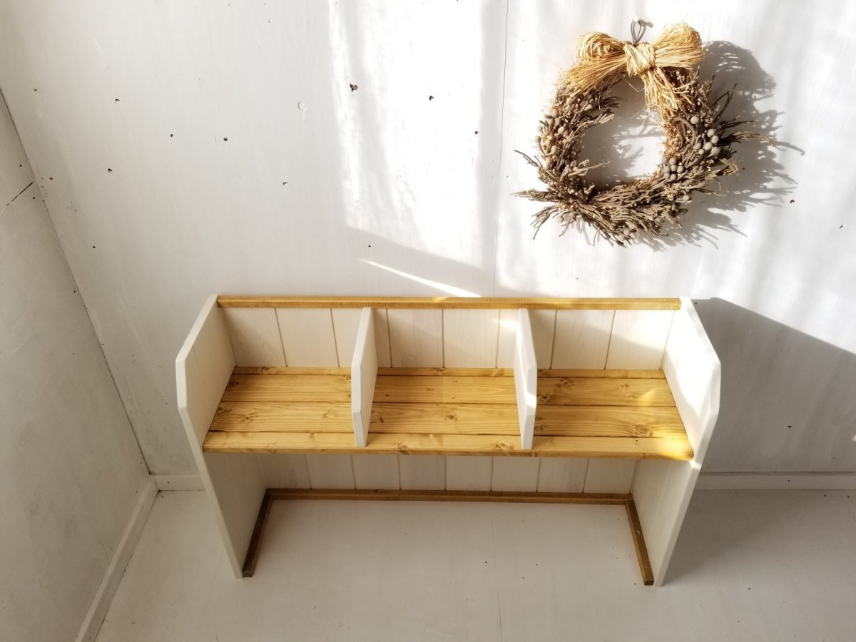 画像3: 無垢材で造る　ラック　カップボード 【セパレートタイプ　上段用】h640 w1000 d267【オスモオーク×ミルキーホワイト】　セミオーダー品 (3)