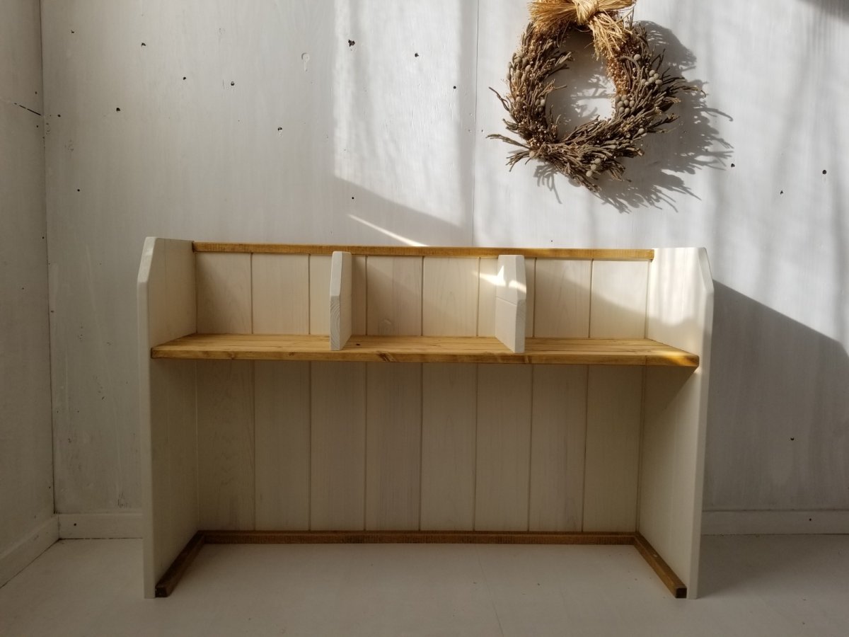 画像8: 無垢ヒノキで造る　デスク4点セット h720 w1000 d500　【オスモオーク×ミルキーホワイト】　セミオーダー品 (8)