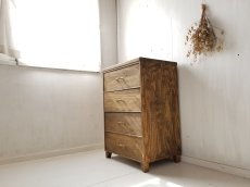 画像1: ナチュラルテイスト　キャビネット　引き出しタイプ　天板ひのき　４段　脚付き　h865 w580 d430　【ステインオーク】　セミオーダー品 (1)