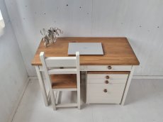 画像5: 無垢ヒノキで造る　パソコンデスク　学習机　ミシン台　【type2】　h700 w1000 d500 【オスモオーク×ミルキーホワイト】　セミオーダー品　 (5)
