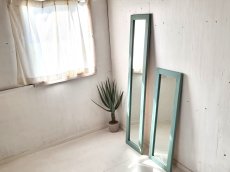 画像5: 無垢材で造る　姿見鏡　ミラー　床置き・壁掛け h1700 w350 【アンティークブルー】　セミオーダー品 (5)