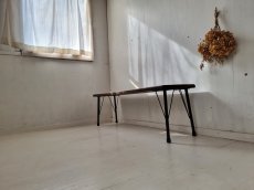 画像3: 無垢ヒノキで造る家具　アイアン脚ベンチスツール　鉄脚ベンチチェア　h410 w1300 d350　【ステインオーク】セミオーダー品 (3)