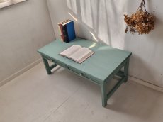 画像3: 無垢ヒノキで造る　パソコンデスク　学習机　ミシン台　高さ４０ｃｍ　【type2】　h400 w1000 d520 【アンティークブルー】セミオーダー品　 (3)