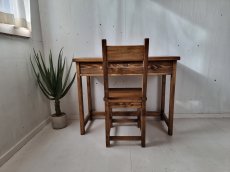 画像4: 無垢ヒノキで造る　パソコンデスク　学習机　ミシン台【type1】h720 w900 d420　＆　チェアのセット 　【オスモウォルナット】　セミオーダー品　 (4)
