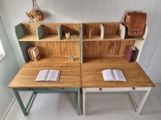 画像3: 無垢材で造る　学習机、カップボード上・下のお得な３点セット　PCデスク　作業デスク【オスモオーク×ミルキーホワイト】セミオーダー品 (3)