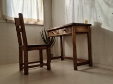 画像3: 無垢ヒノキで造る　パソコンデスク　学習机　ミシン台【type1】h720 w900 d420　＆　チェアのセット 　【オスモウォルナット】　セミオーダー品　 (3)