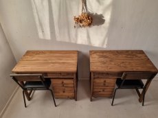 画像2: 無垢ヒノキで造る　パソコンデスク　学習机　ミシン台　【type1】 h720 w900 d550　【オスモウォルナット】 ＆ワゴンのセット　セミオーダー品 (2)