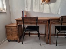 画像5: 無垢ヒノキで造る　パソコンデスク　学習机　ミシン台　【type1】 h720 w900 d550　【オスモウォルナット】 ＆ワゴンのセット　セミオーダー品 (5)