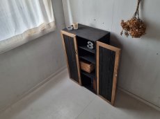 画像5: ナチュラルテイスト　キャビネット　観音開きタイプ　扉付　収納棚　木の扉  h960 w600 d325　【オスモブラック×オスモウォルナット】　セミオーダー品 (5)