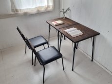 画像2: 無垢ヒノキで造る家具　アンティーク風　パソコンデスク　鉄脚　アイアン脚　２個セット　h730 w600 d600  【ステインオーク】セミオーダー品 (2)
