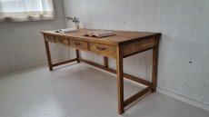 画像1: 無垢ヒノキで造る　パソコンデスク　学習机　ミシン台　引き出し４杯【type１】　h700 w1800 d650 【オスモウォルナット】　セミオーダー品　 (1)