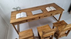 画像3: 無垢ヒノキで造る　パソコンデスク　学習机　ミシン台　引き出し４杯【type１】　h700 w1800 d650 【オスモウォルナット】　セミオーダー品　 (3)