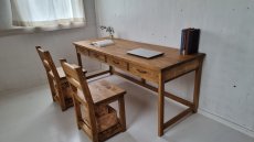 画像4: 無垢ヒノキで造る　パソコンデスク　学習机　ミシン台　引き出し４杯【type１】　h700 w1800 d650 【オスモウォルナット】　セミオーダー品　 (4)