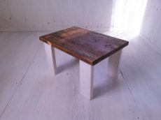 画像1: 無垢ヒノキで造る　ローテーブル  h350 w600 d420【ステインオーク×ミルキーホワイト】　セミオーダー品 (1)