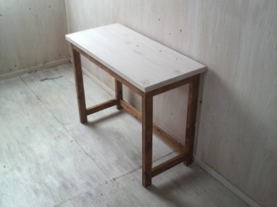 画像1: 無垢ヒノキで造る家具　テーブル　【オスモオーク×ミルキーホワイト】　フルオーダー品　