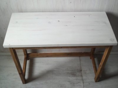 画像2: 無垢ヒノキで造る家具　テーブル　【オスモオーク×ミルキーホワイト】　フルオーダー品　