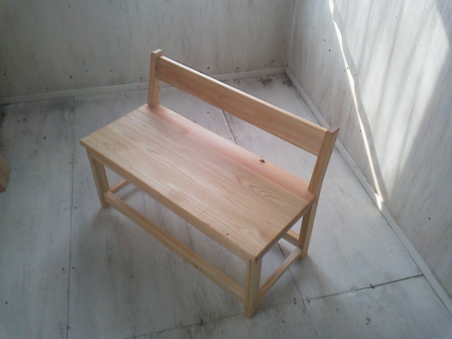 画像1: 無垢ヒノキで造る　背もたれ付　ベンチチェア　w950 【無塗装】　セミオーダー品 (1)