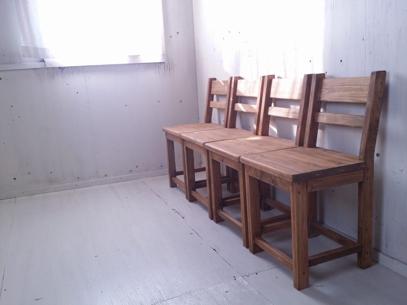 画像1: 無垢ヒノキで造る　チェア　椅子　イス　【オスモオーク】　セミオーダー品 (1)